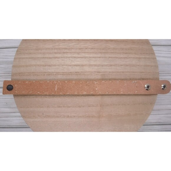 Loom Beaded Bracelet Teal & Brown on Leather - Picture 4 of 5